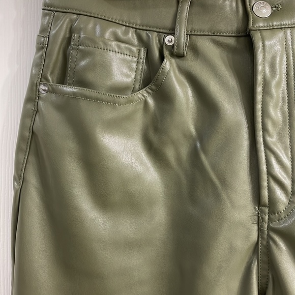 Olive Green Leather Pants - Picture 3 of 5